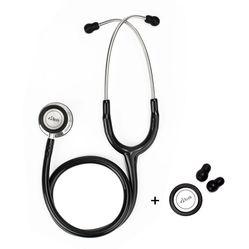eSteth Classic Stethoscope - Amplified Sound for Monitoring, Stainless Steel